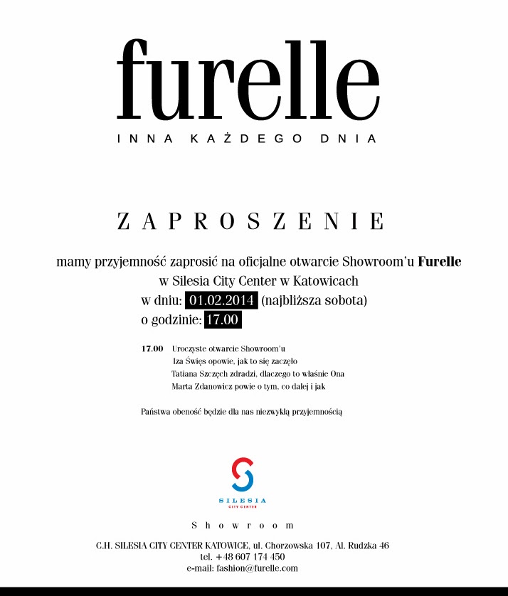 Zaproszenie na otwarcie showroomu Furelle